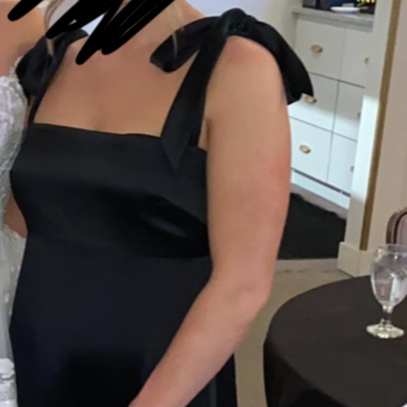 Dessy Flat Tie-Shoulder Empire Waist Bridesmaid Dress - Black - Size M - Picture 2 of 4